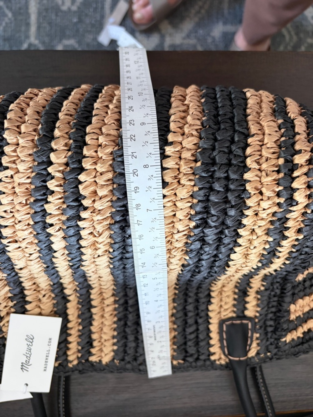 NWT Madewell The Handwoven Straw Mini Tote in Wide Stripe - Picture 8 of 10
